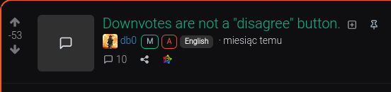 db0's "Downvotes are not «disagree» button" has got at least 53 downvotes