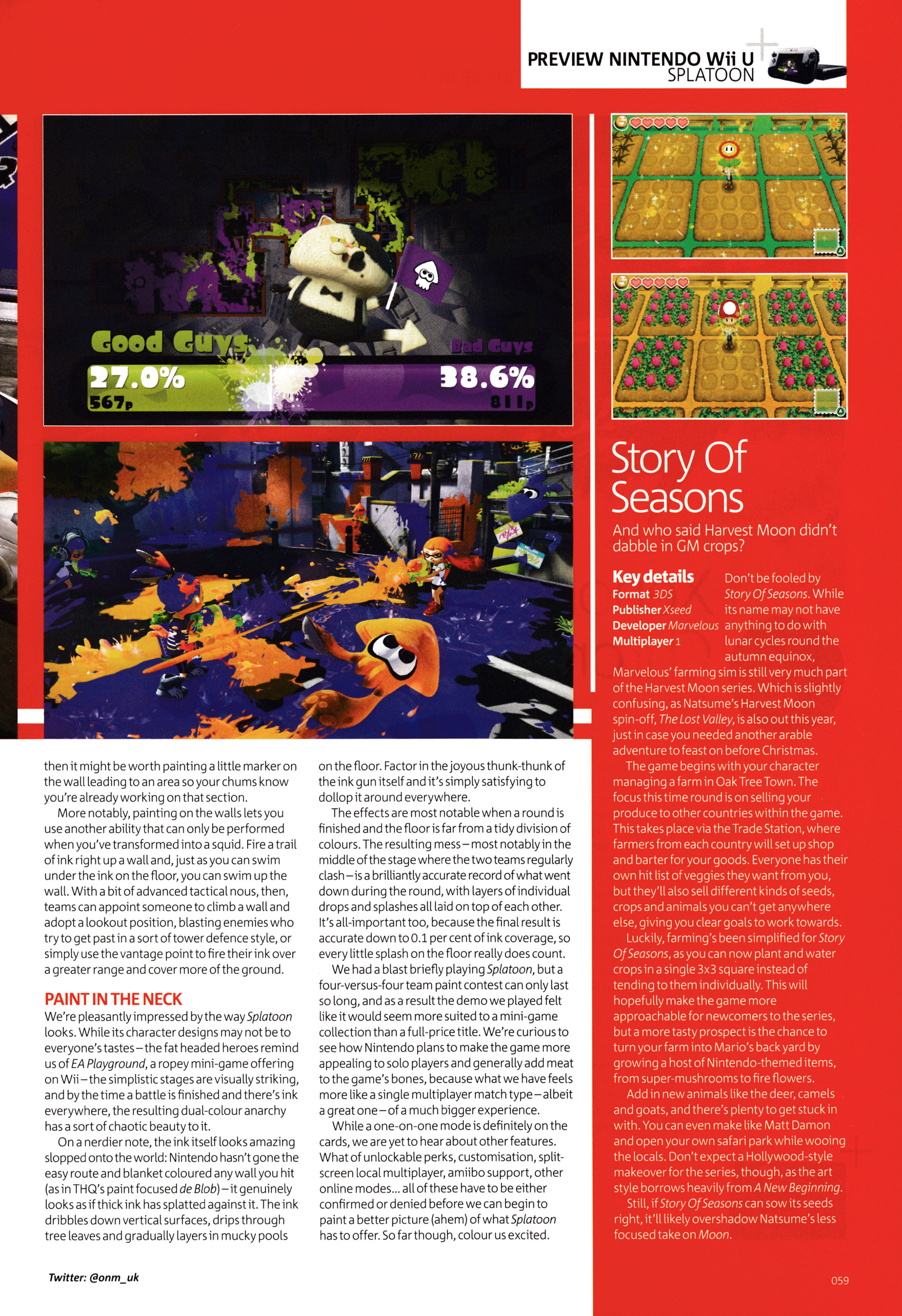 Preview for Splatoon on Wii U.
Taken from Official Nintendo Magazine 111 - September 2014 (UK)