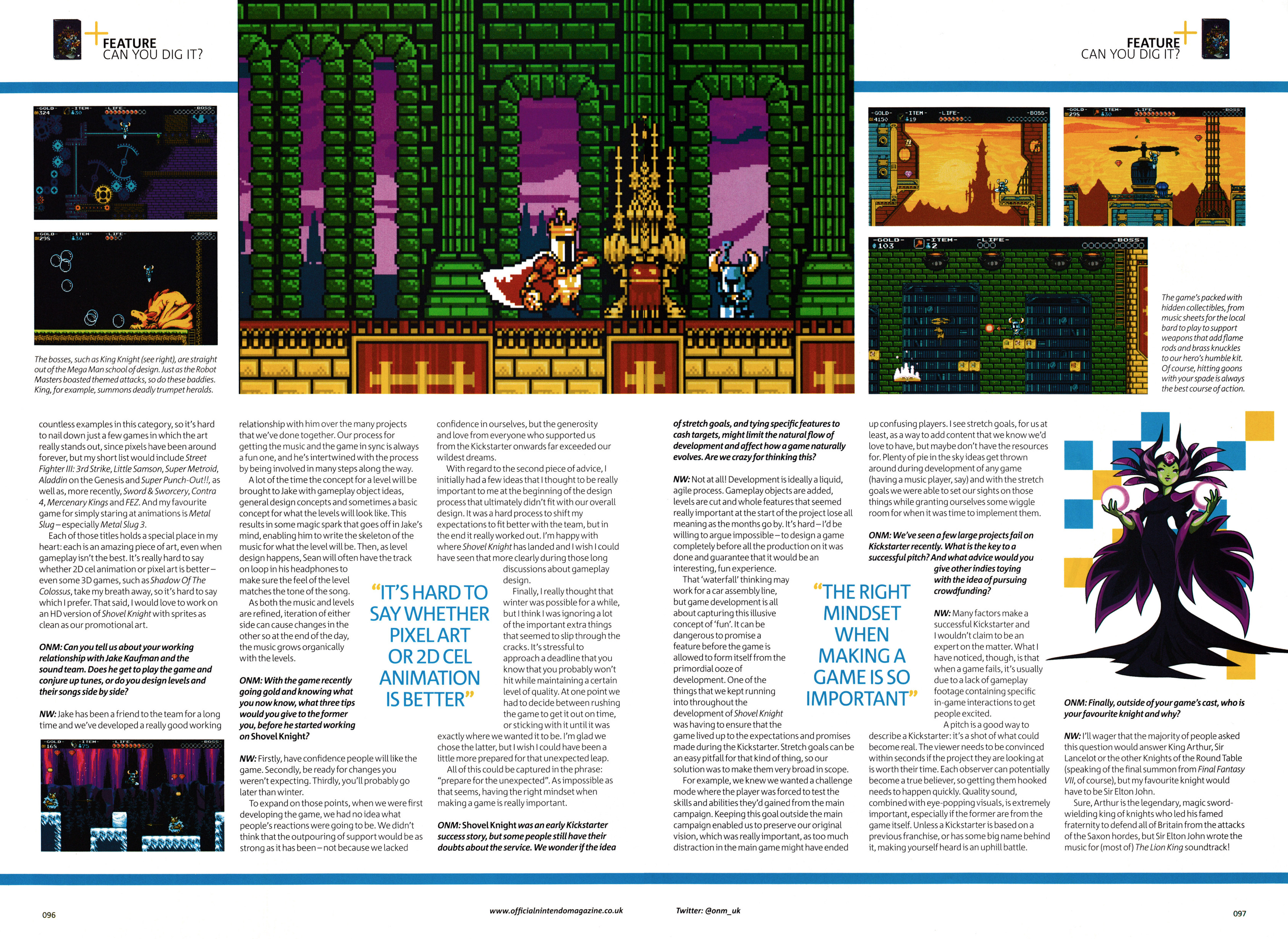 Interview with Nick Wozniak from Yacht Club Games on Shovel Knight.
Taken from Official Nintendo Magazine 111 - September 2014 (UK)