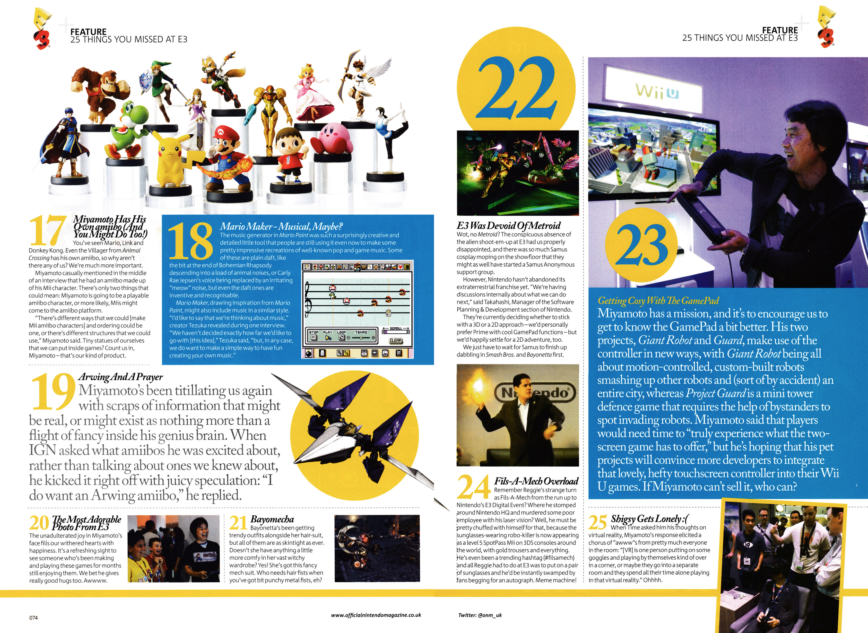 Feature titled: 25 Things you missed at E3 2014.
Taken from Official Nintendo Magazine 111 - September 2014 (UK)
